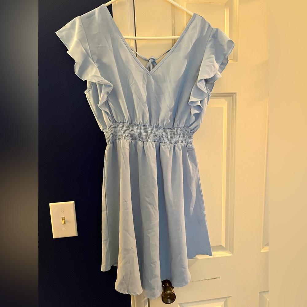 SHEIN Sky Blue Ruffled Kids Dress